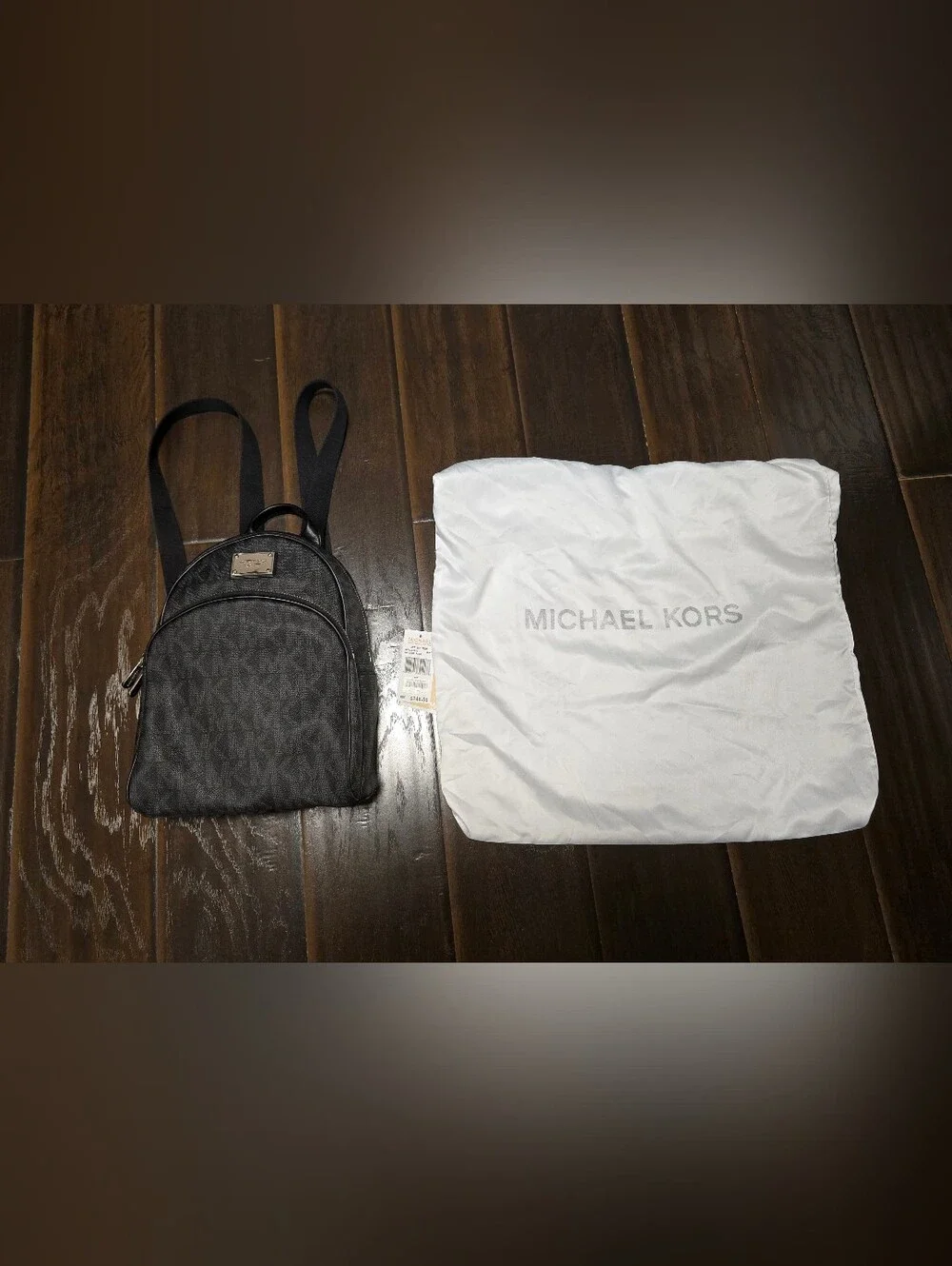 Michael Kors Signature Monogram Backpack with Dust Bag and tags black purse bag